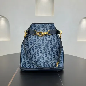 24CM Blue Denim Dior Oblique Chain Shoulder Strap Bag 286769