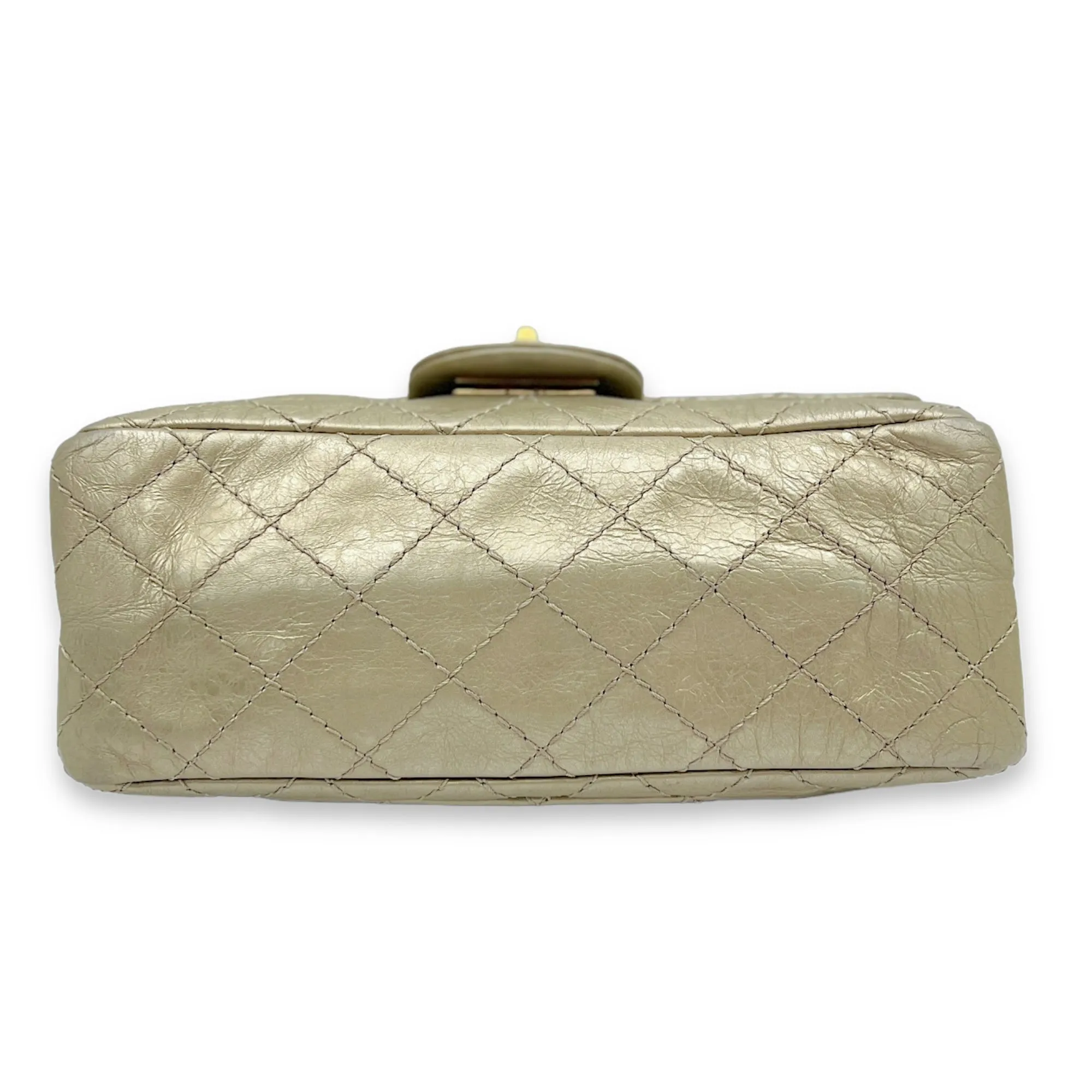 2.55 Mini Gold Crossbody Bag in Calfskin, Gold hardware