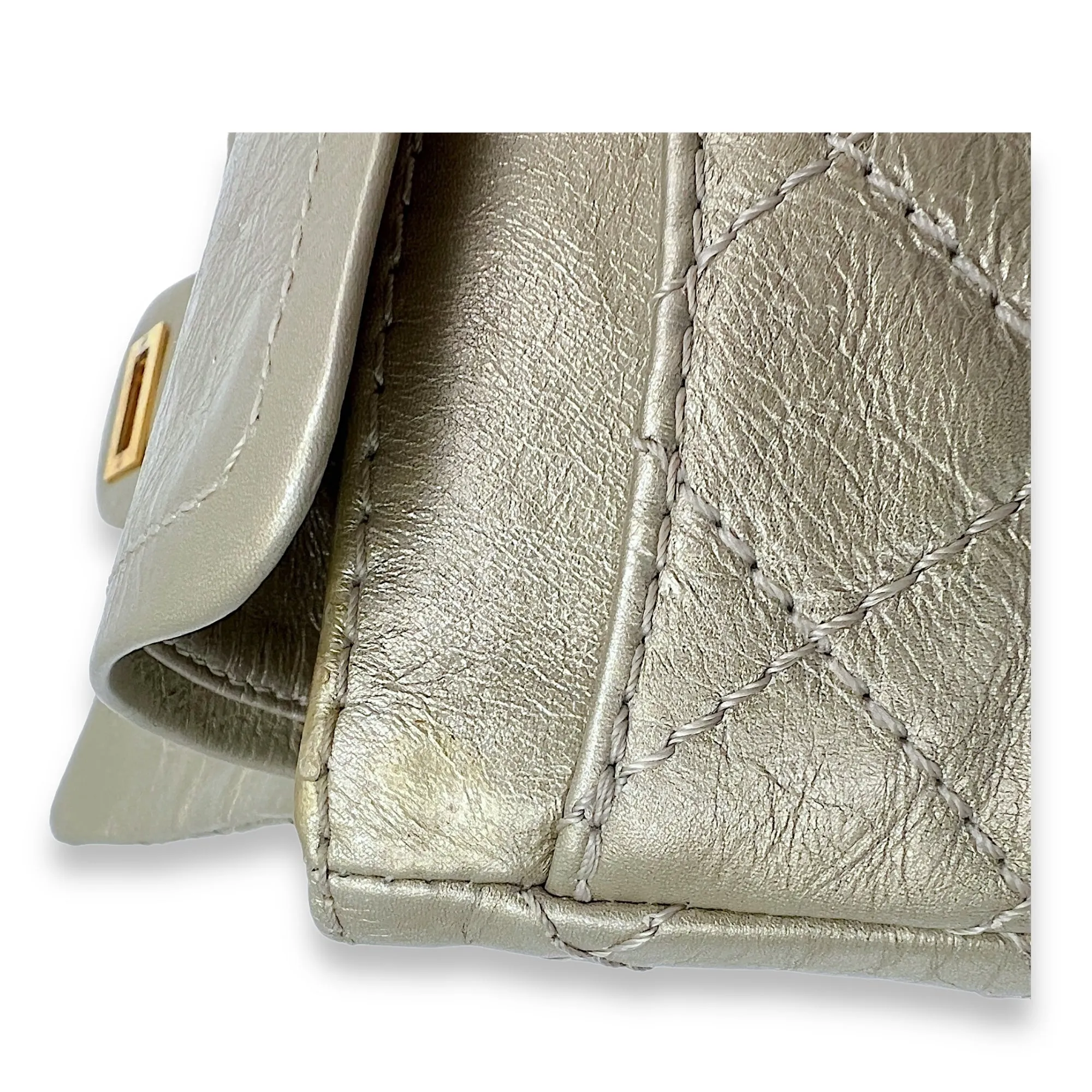 2.55 Mini Gold Crossbody Bag in Calfskin, Gold hardware