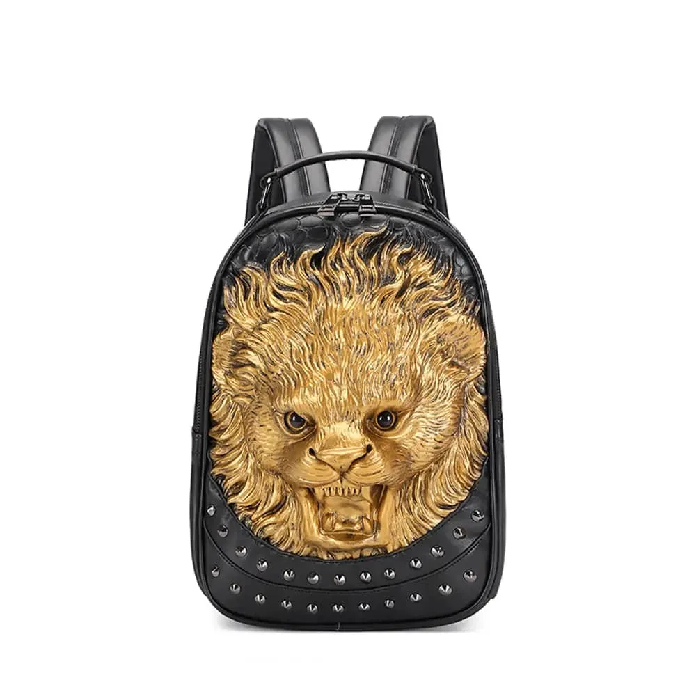 3D Lion backpack, Unisex Happy 3D Small Lion Styled Leisure Backpack