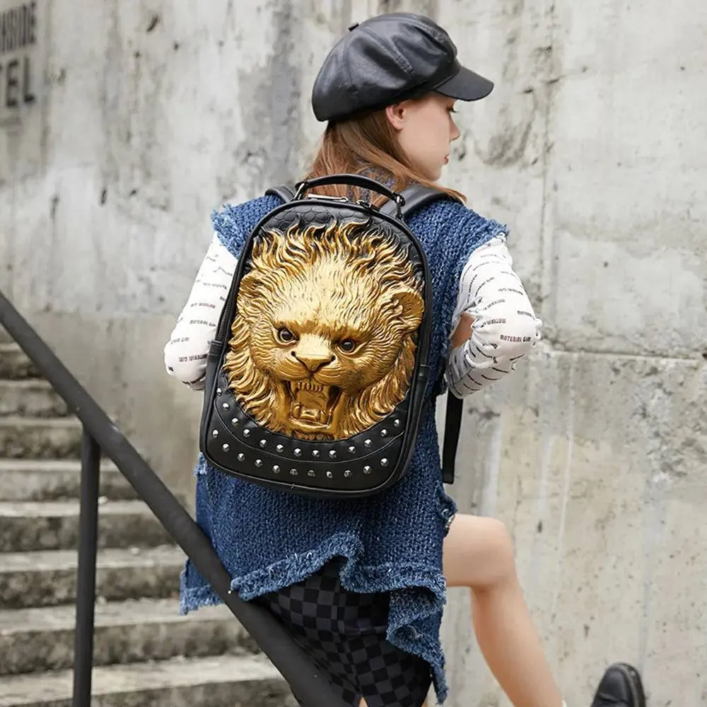 3D Lion backpack, Unisex Happy 3D Small Lion Styled Leisure Backpack