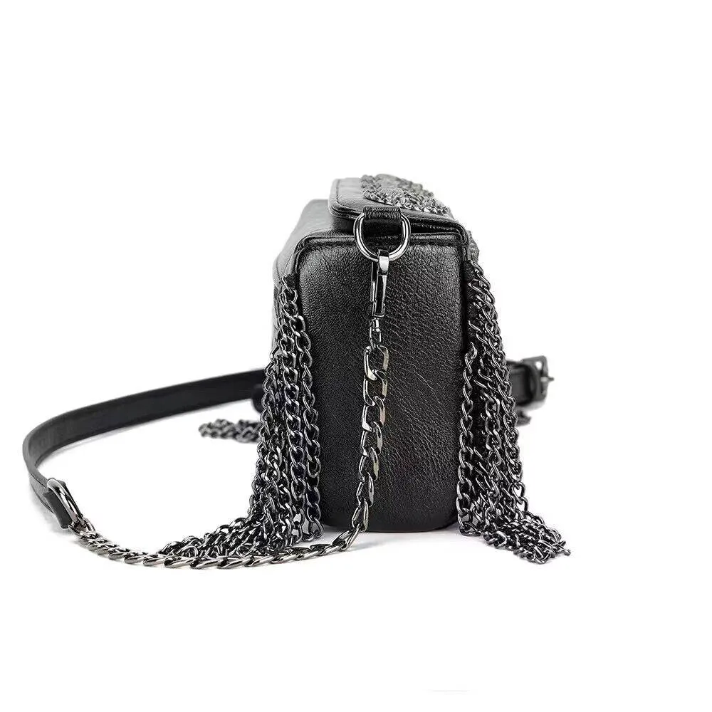 3D Skull Bag Studded Chain Shoulder Bag