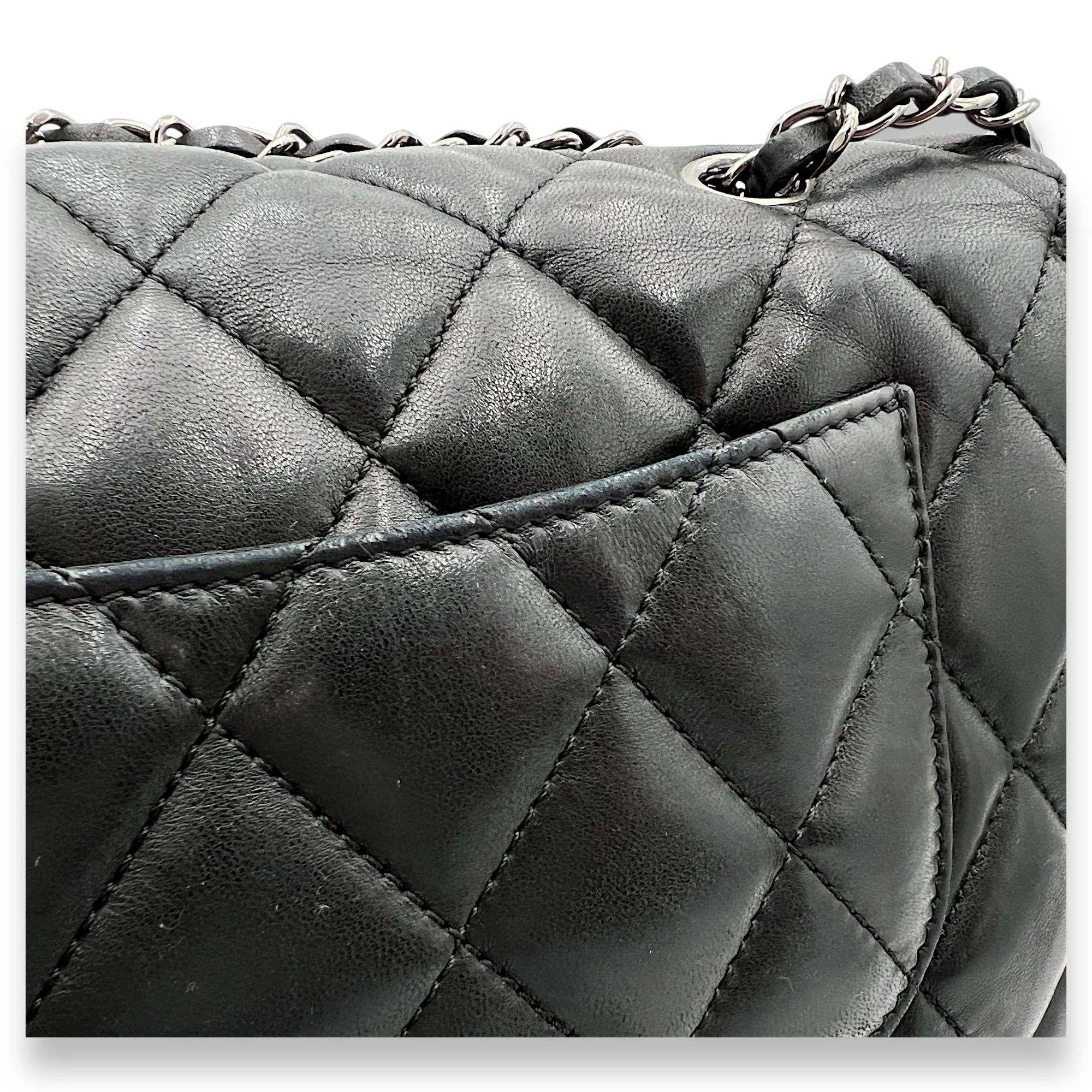 Accordion Triple Shoulder Bag Black in Lambskin, Silver hardware