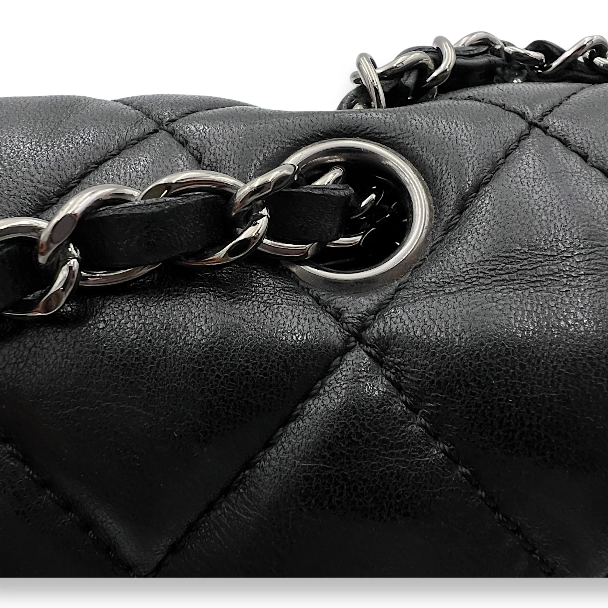 Accordion Triple Shoulder Bag Black in Lambskin, Silver hardware