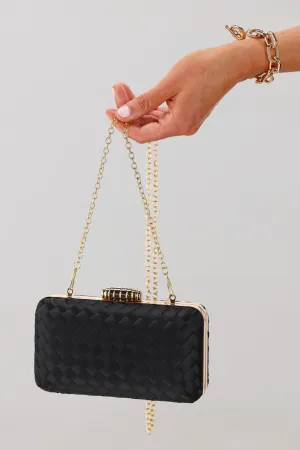 Adorne Aurelia Satin Plait Structured Case Black