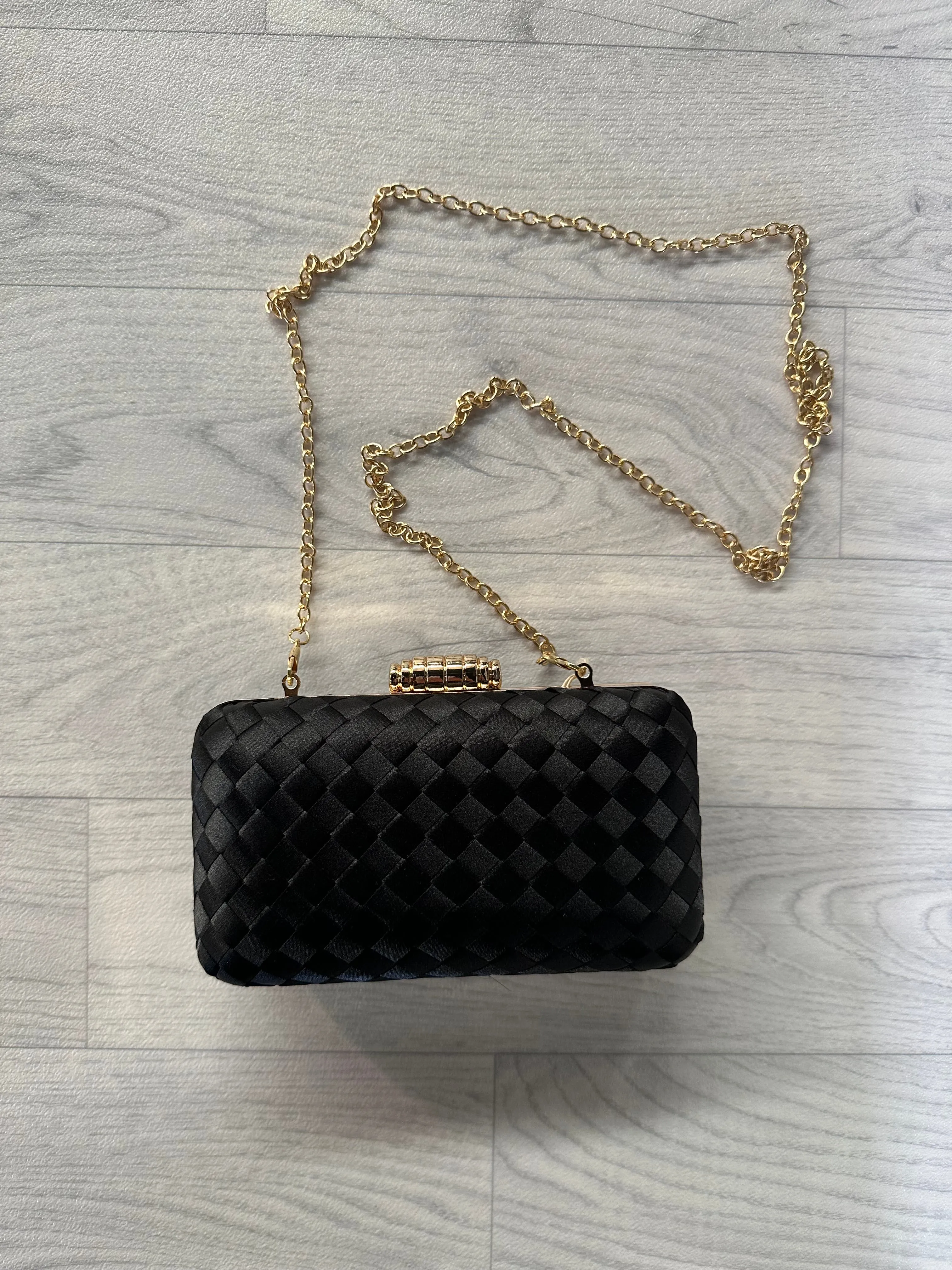 Adorne Aurelia Satin Plait Structured Case Black