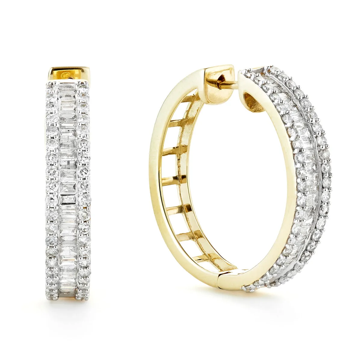 Baguette Hoops Yellow Gold