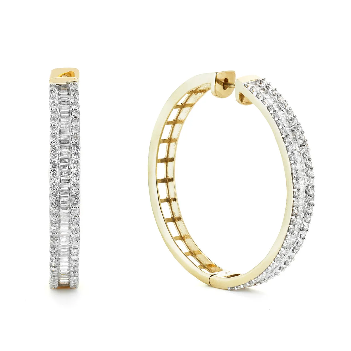 Baguette Hoops Yellow Gold