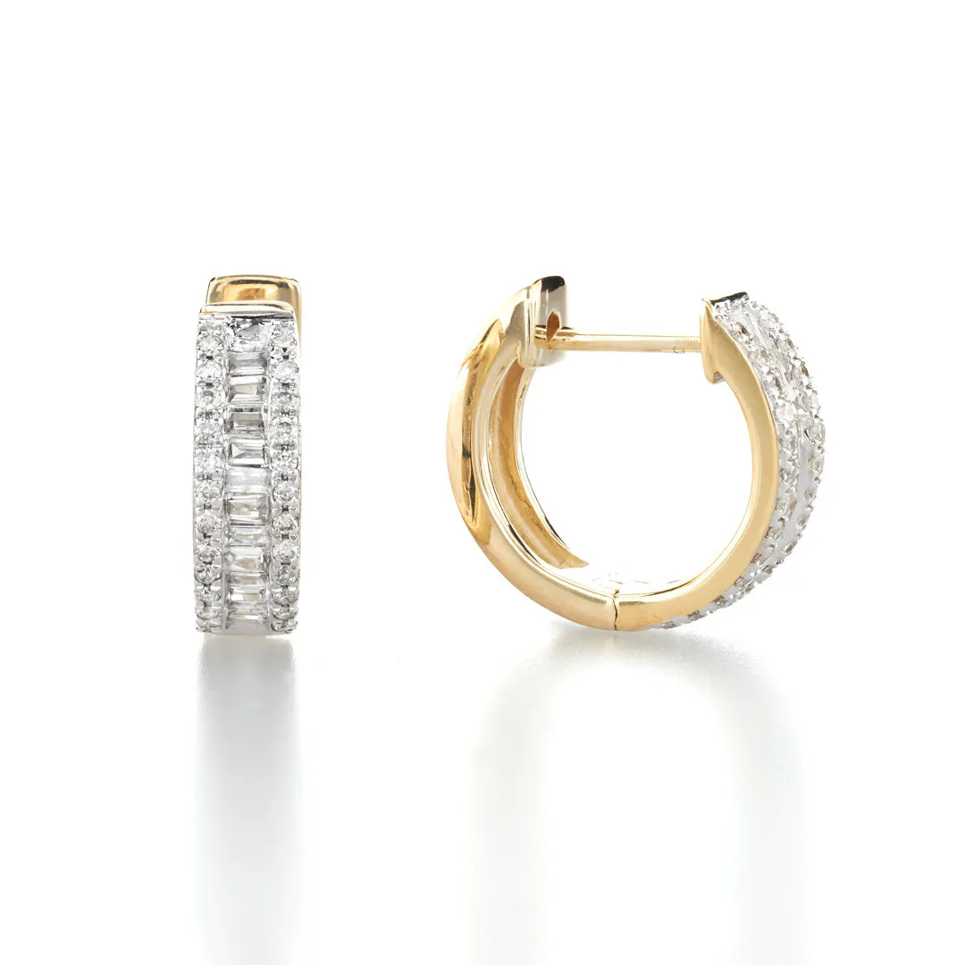 Baguette Hoops Yellow Gold