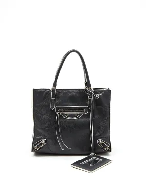 Balenciaga Black Leather Mini Paper Satchel Bag