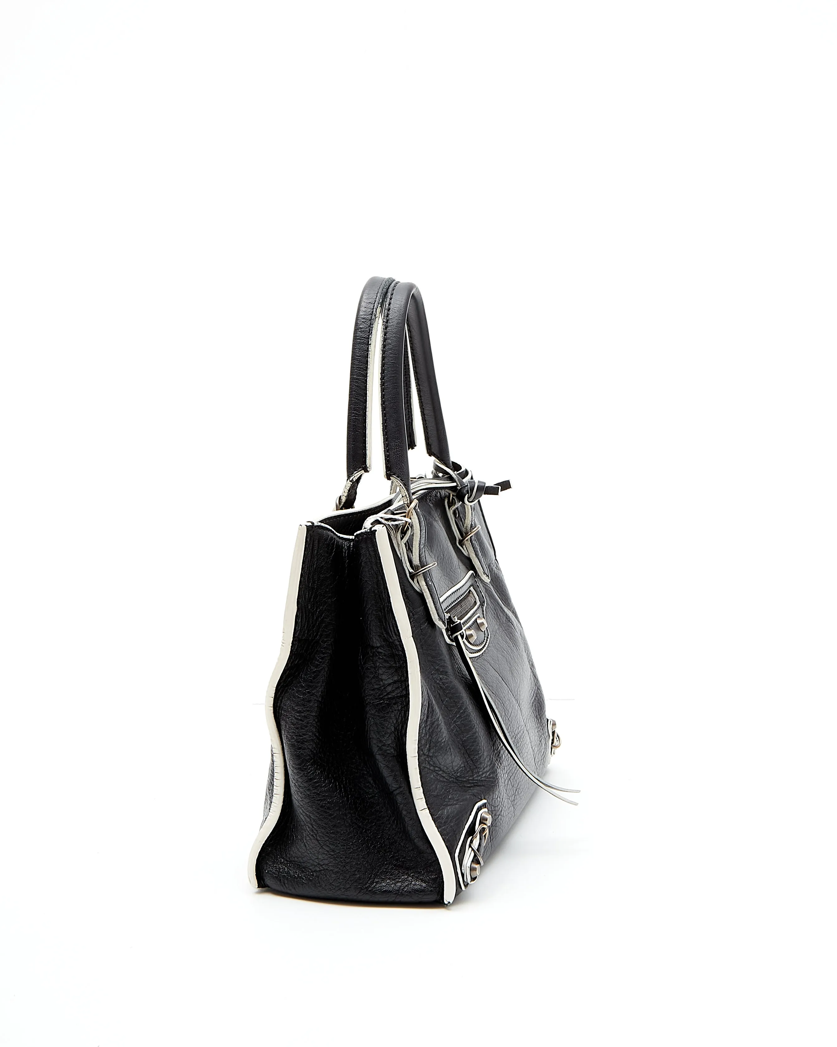 Balenciaga Black Leather Mini Paper Satchel Bag