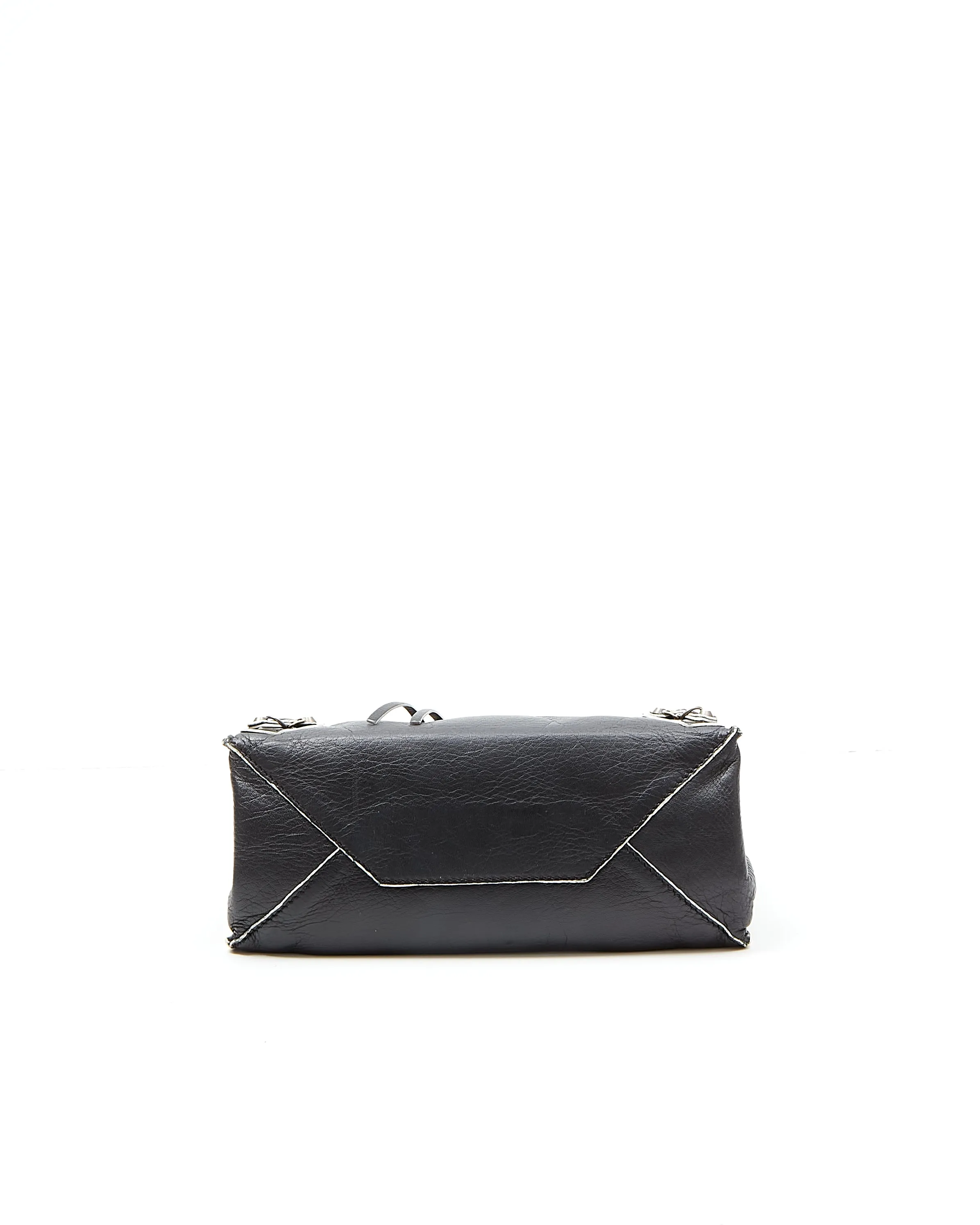 Balenciaga Black Leather Mini Paper Satchel Bag