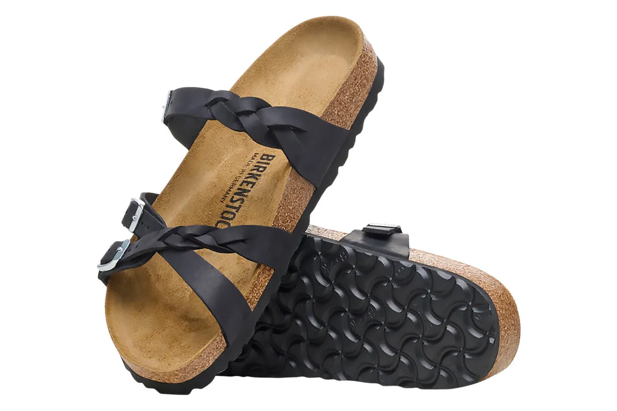 Birkenstock Franca Braided R Black Oiled Leather Womens