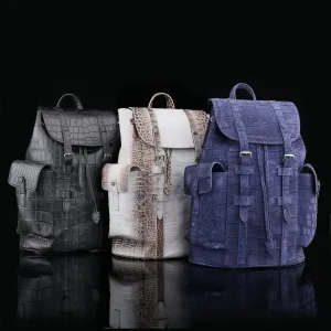 Blue Frosted Crocodile Leather Backpack