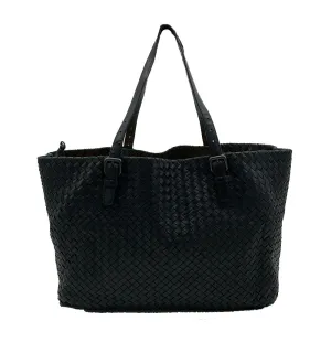 Bottega Veneta Black Woven Leather Shoulder Bag Tote