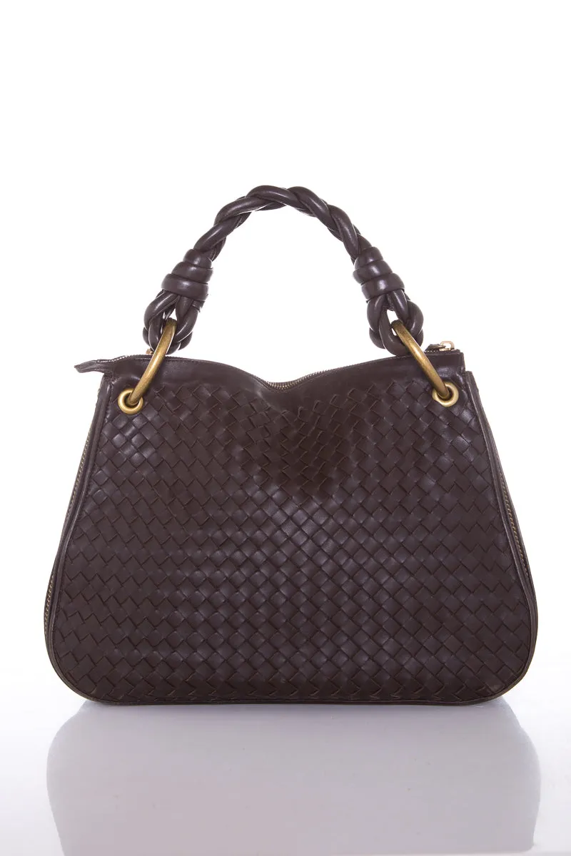 Bottega Veneta Brown Braided Triple Chain Hobo