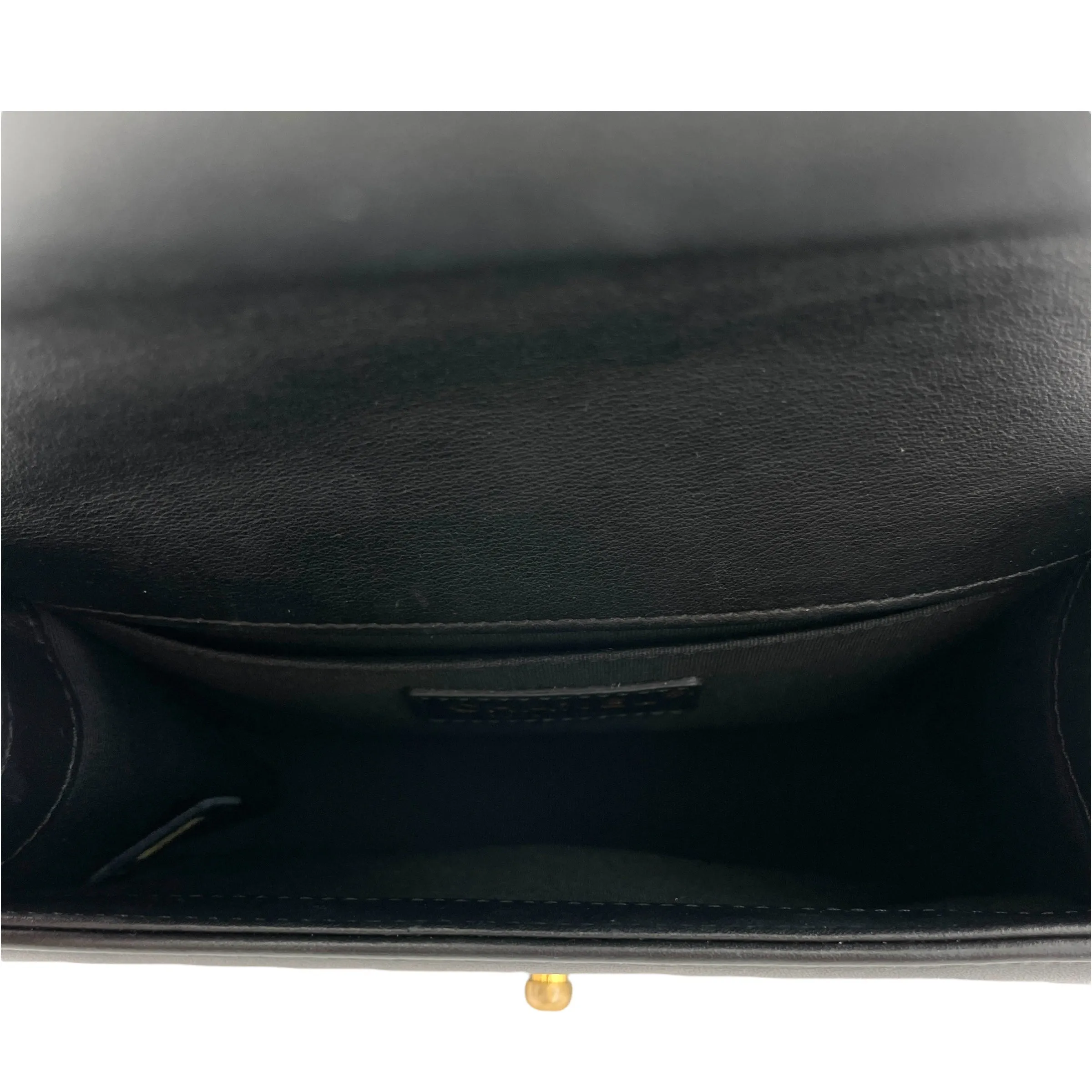 Boy Small Black Crossbody Bag in Calfskin, Brushed Gold hardware