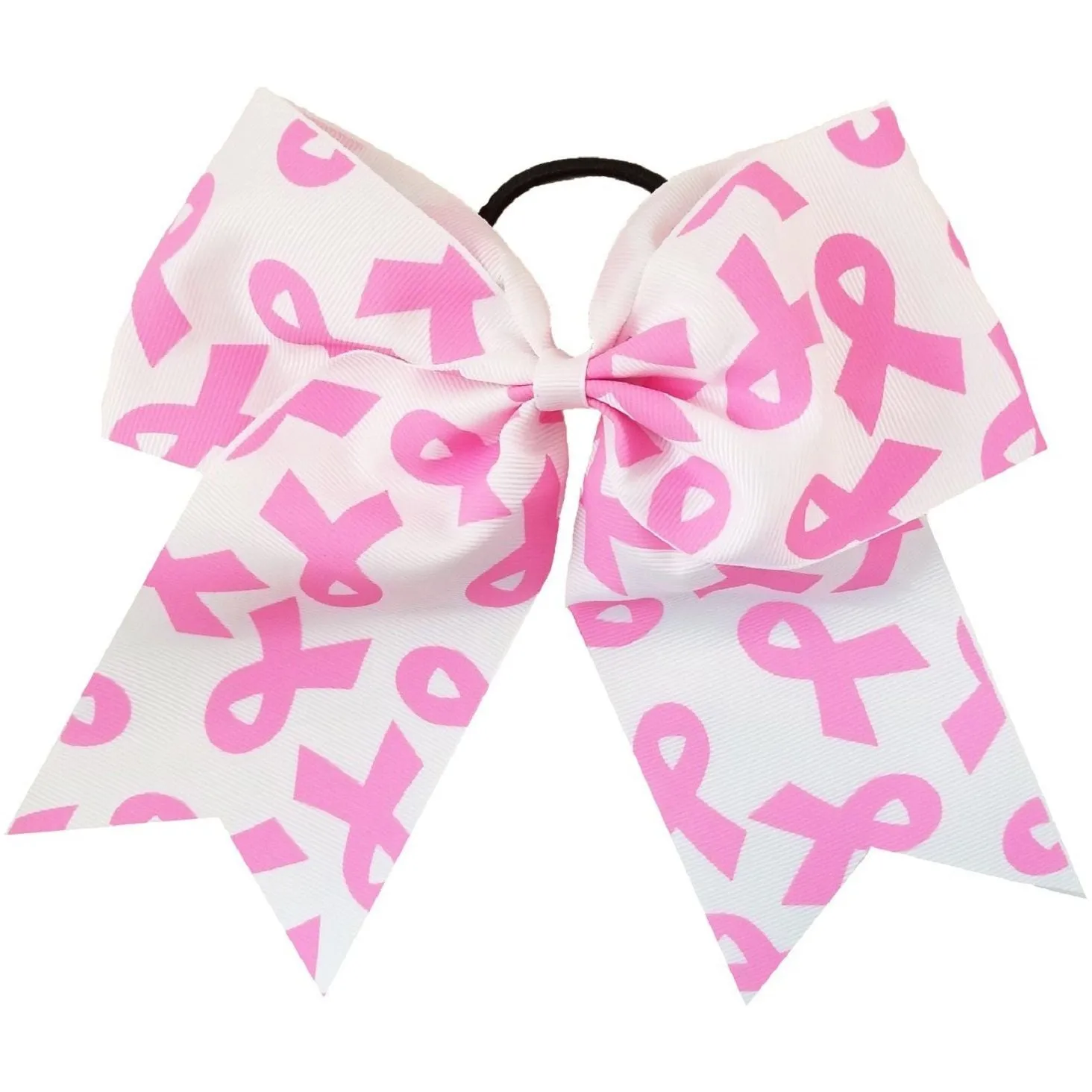 Breast Cancer Awareness Bows Pink Cheer Bow Large Hair Bow with Ponytail Holder Cheerleader Ponyholders Cheerleading Softball Accessories