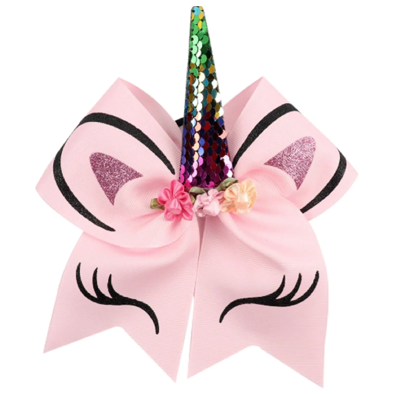 Breast Cancer Awareness Bows Pink Cheer Bow Large Hair Bow with Ponytail Holder Cheerleader Ponyholders Cheerleading Softball Accessories