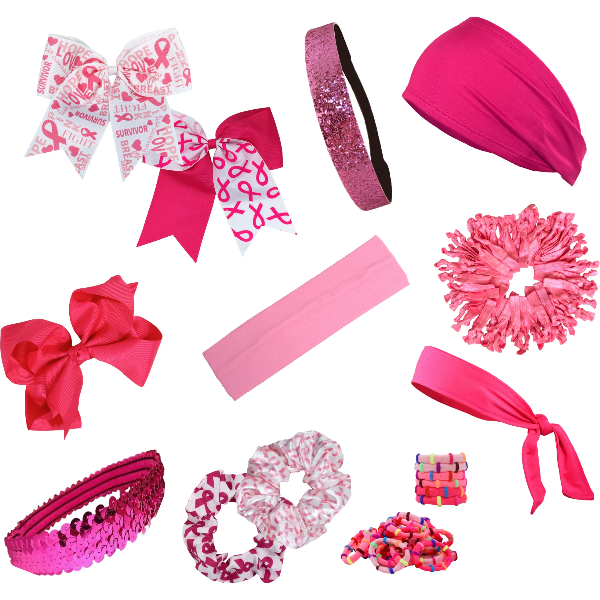 Breast Cancer Awareness Bows Pink Cheer Bow Large Hair Bow with Ponytail Holder Cheerleader Ponyholders Cheerleading Softball Accessories