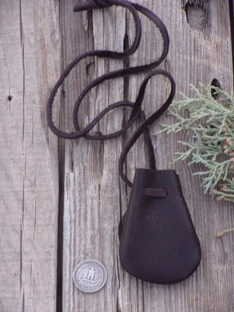 Brown medicine bag , amulet necklace bag