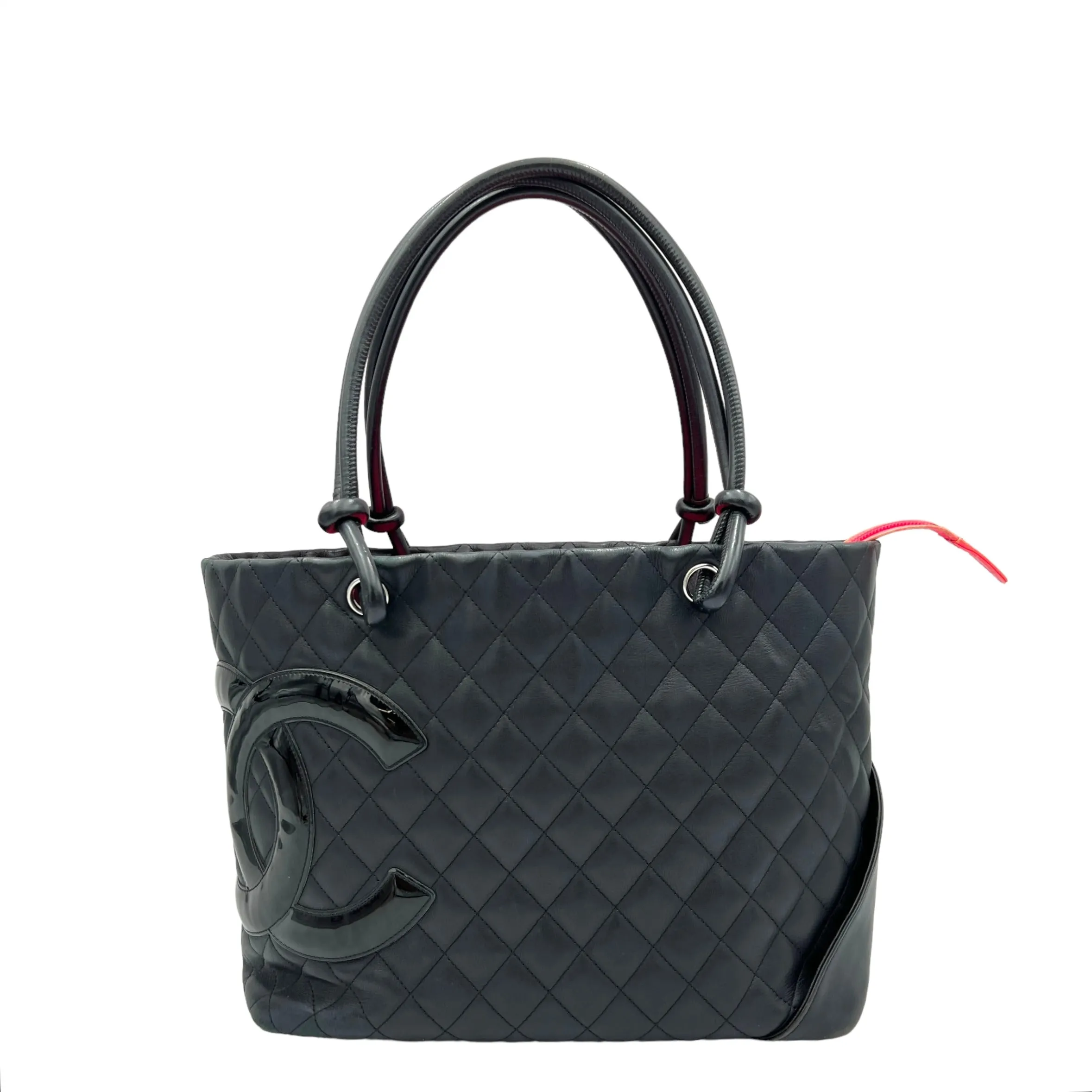 Cambon Tote Bag  Black in Lambskin , Silver Hardware