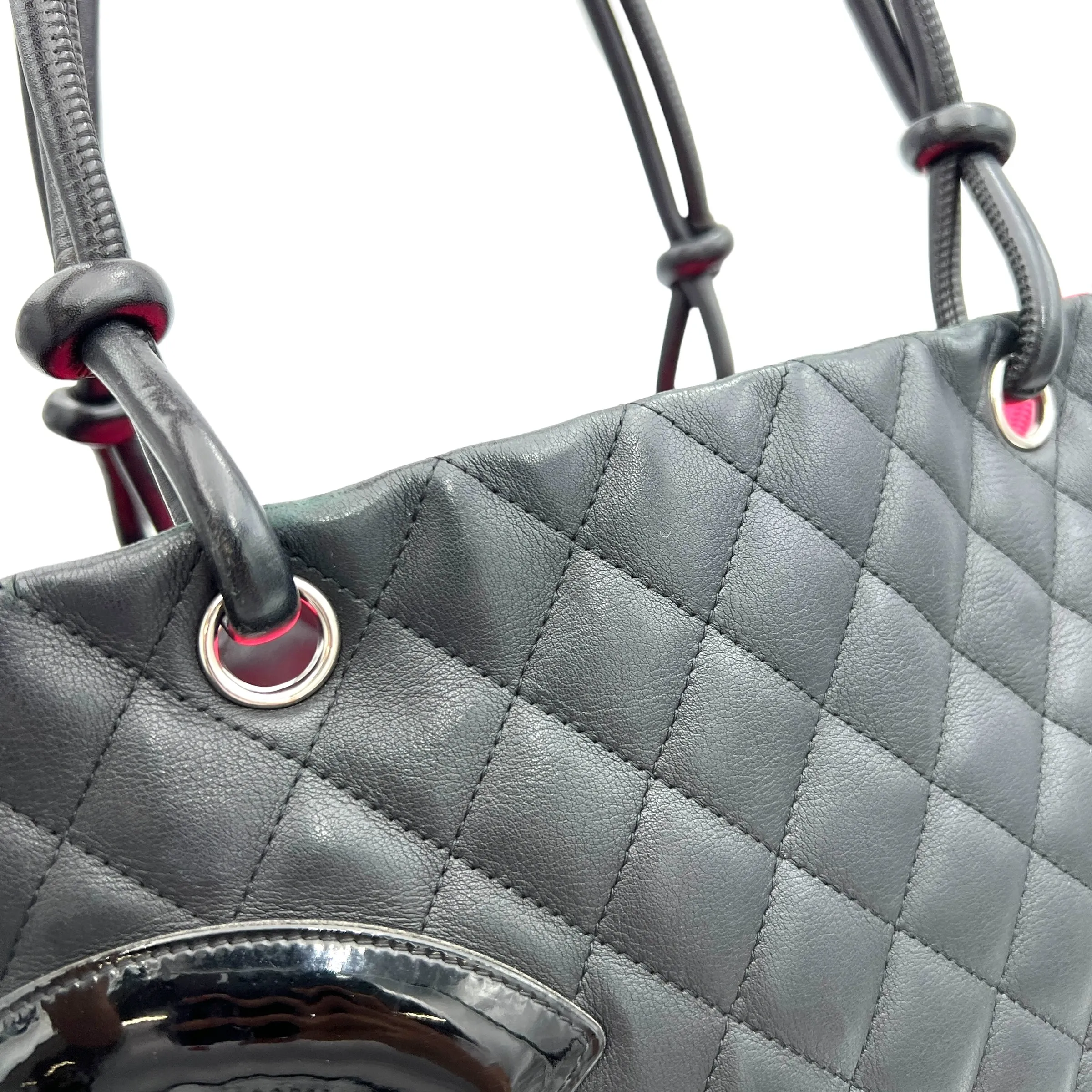 Cambon Tote Bag  Black in Lambskin , Silver Hardware