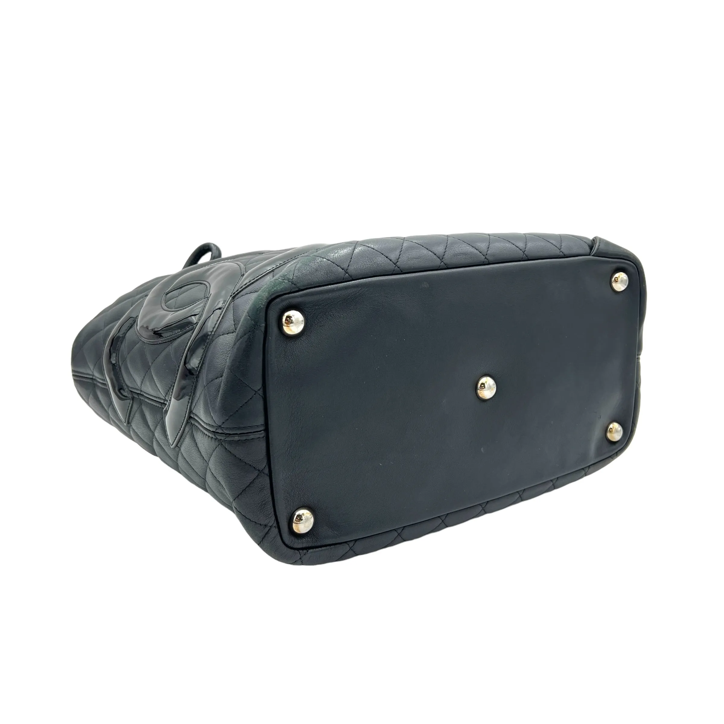 Cambon Tote Bag  Black in Lambskin , Silver Hardware