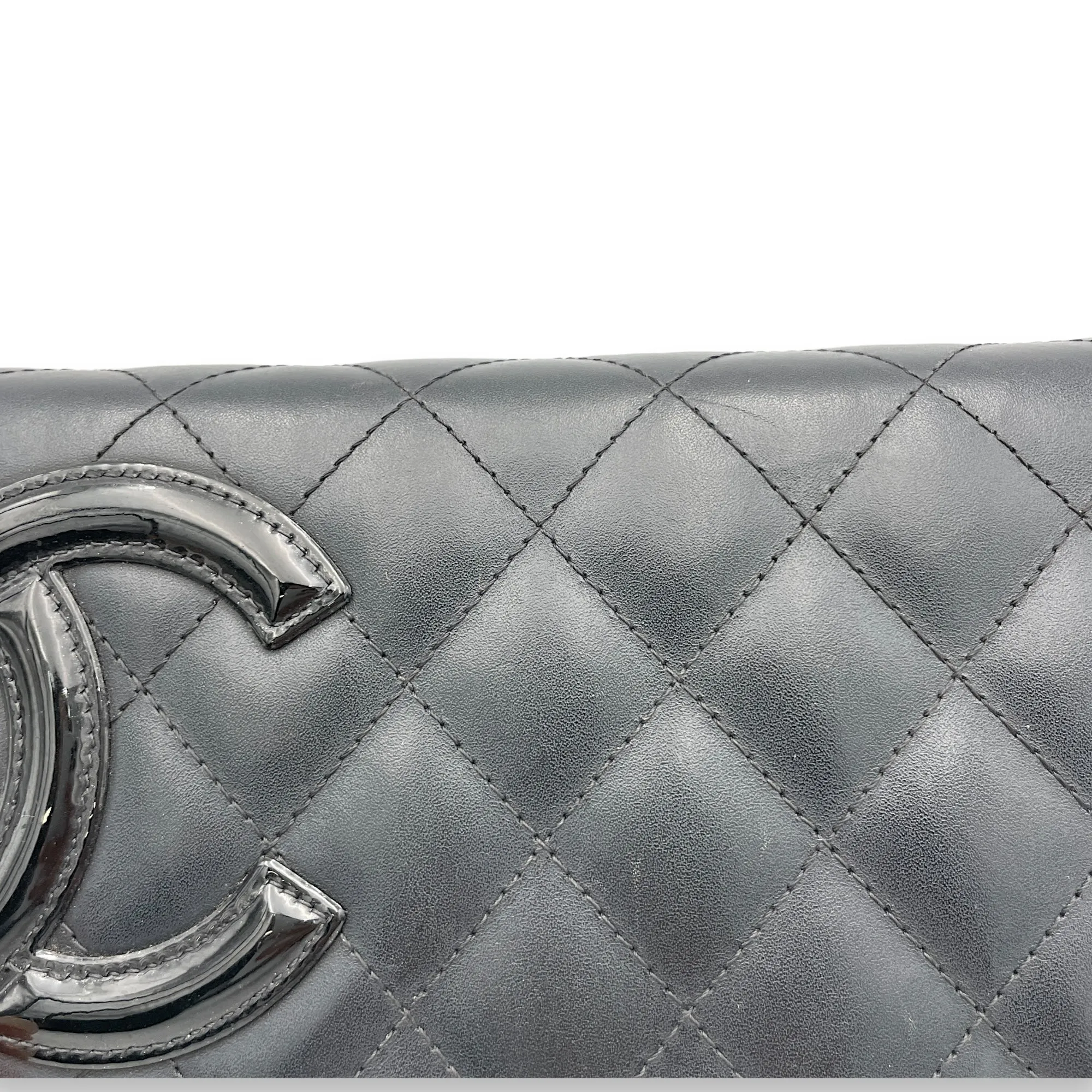 Cambon Wallet On Chain Black in Calfskin, Silver hardware