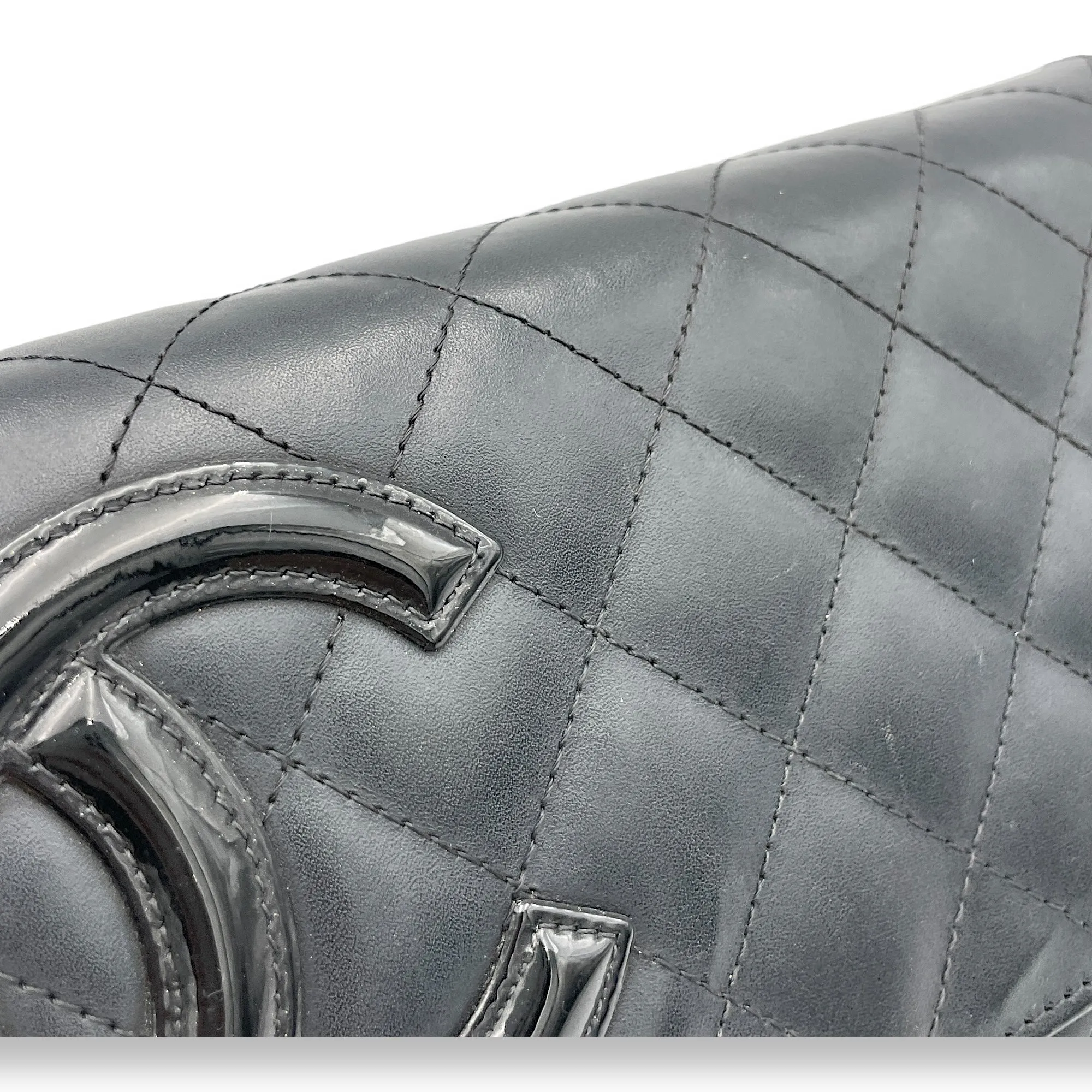 Cambon Wallet On Chain Black in Calfskin, Silver hardware