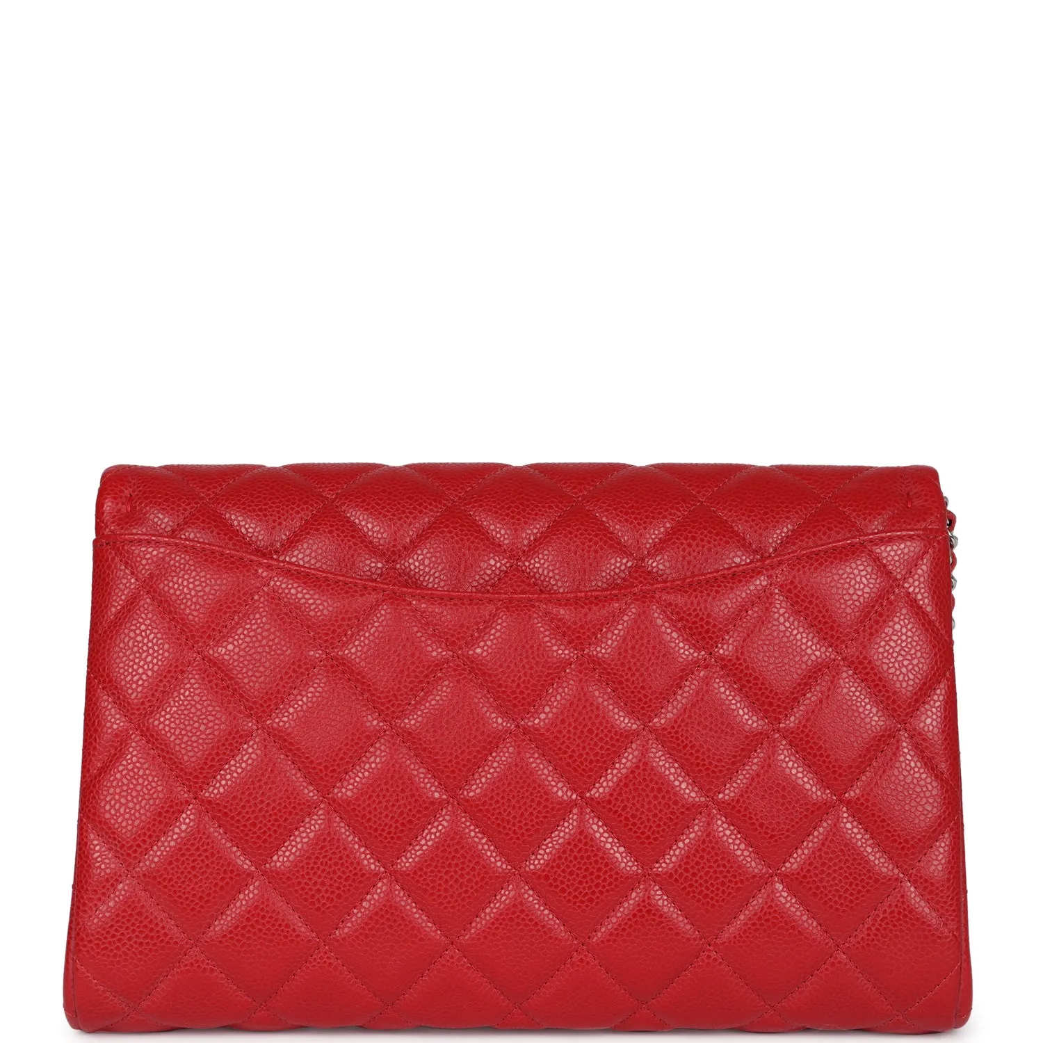 Chanel Clutch with Chain Bag Red Caviar Silver Hardware