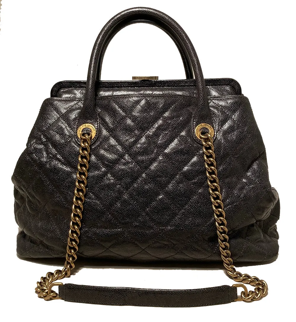 Chanel Glazed Caviar Large Frame Tote Bag