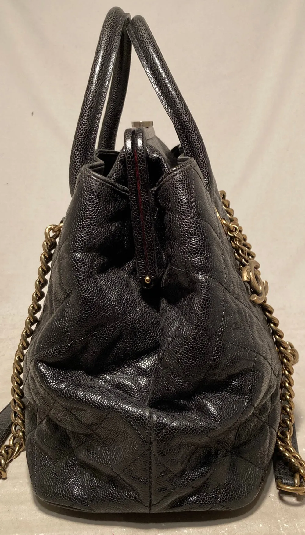 Chanel Glazed Caviar Large Frame Tote Bag