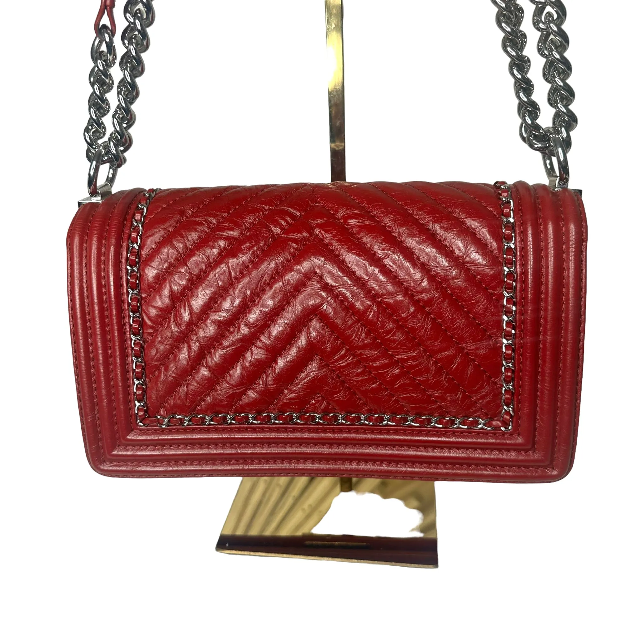 CHANEL Red Jacket Boy Bag