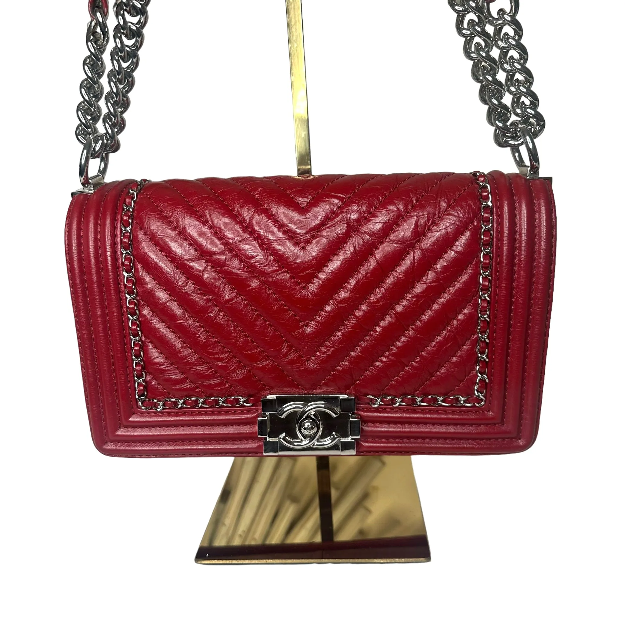 CHANEL Red Jacket Boy Bag