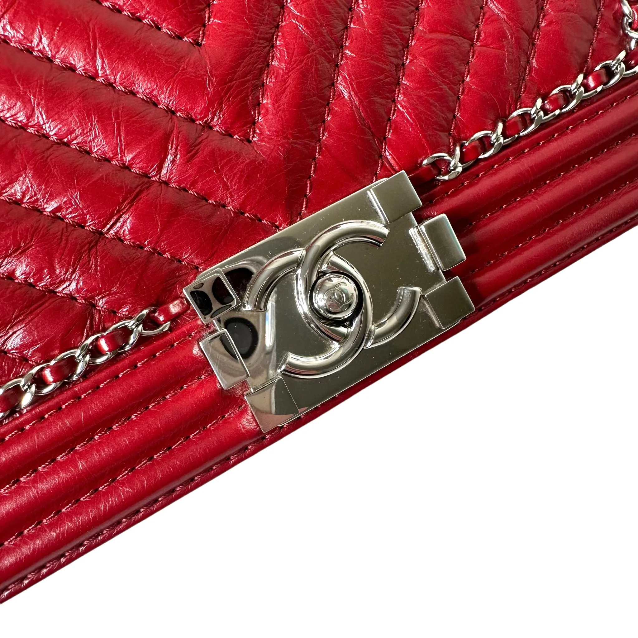 CHANEL Red Jacket Boy Bag