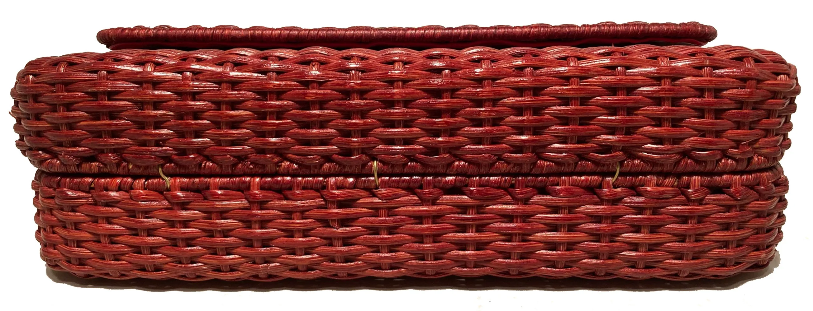 Chanel Red Wicker Classic Flap Shoulder Bag