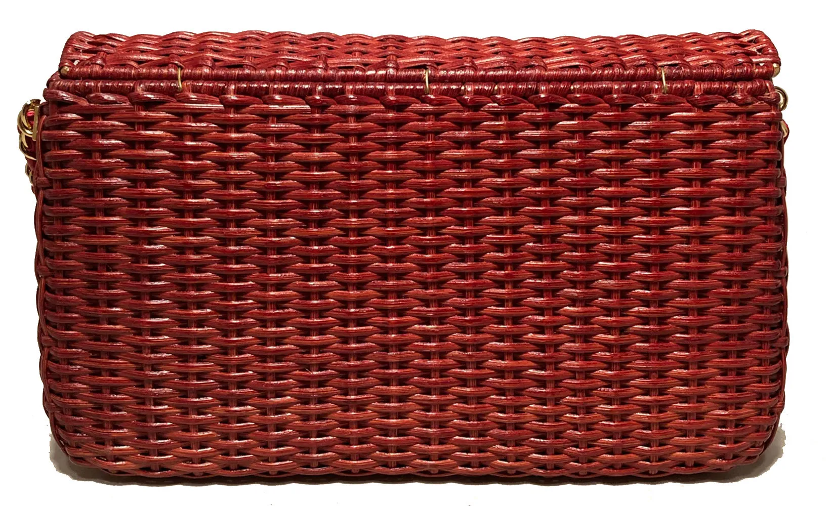 Chanel Red Wicker Classic Flap Shoulder Bag