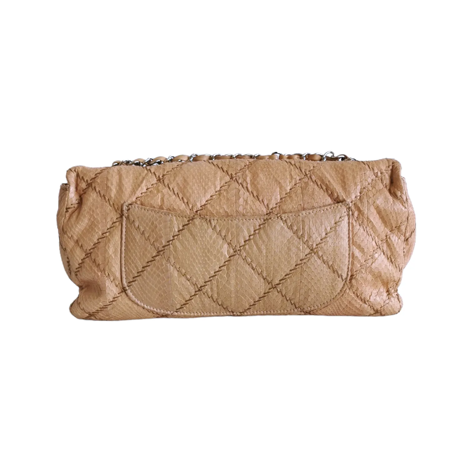 Chanel Ultra Stitch Flap Bag Beige Python