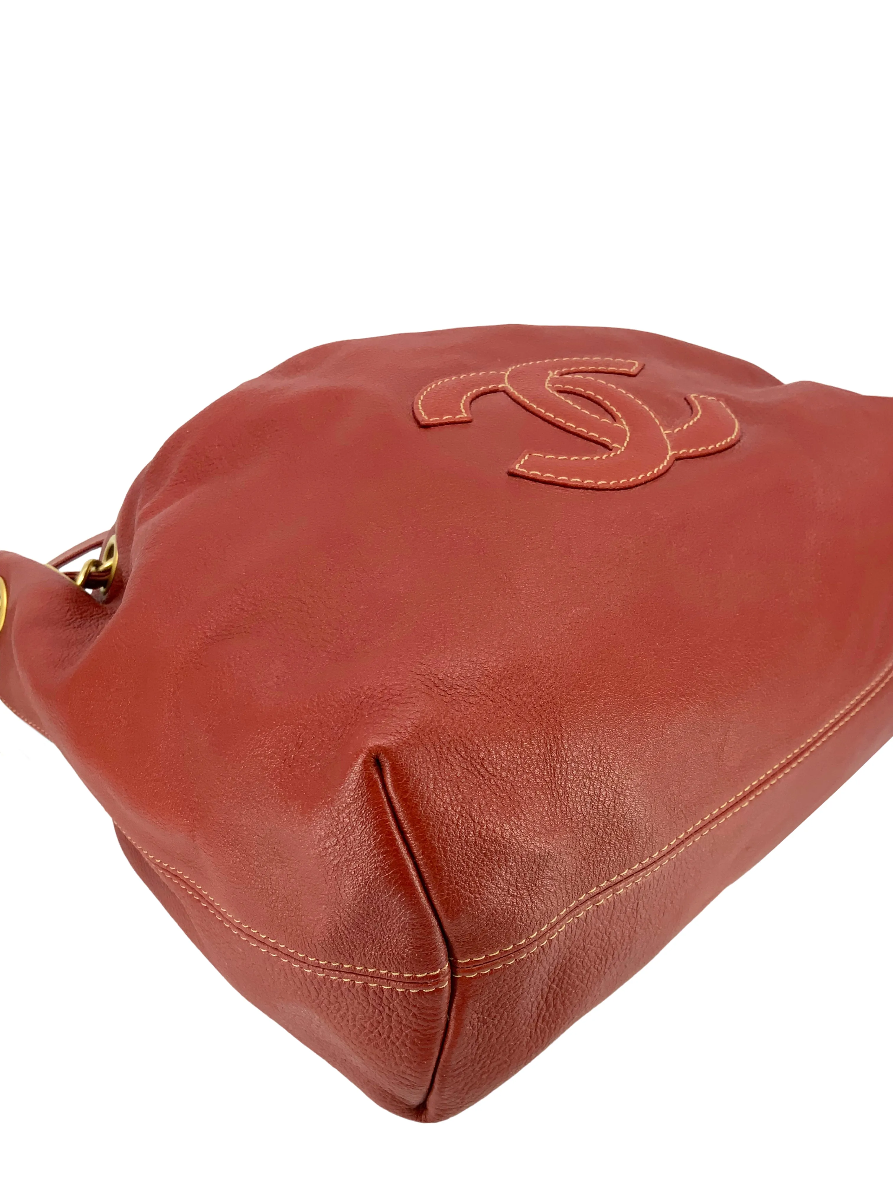 CHANEL Vintage Leather Drawstring Bucket Shoulder Bag