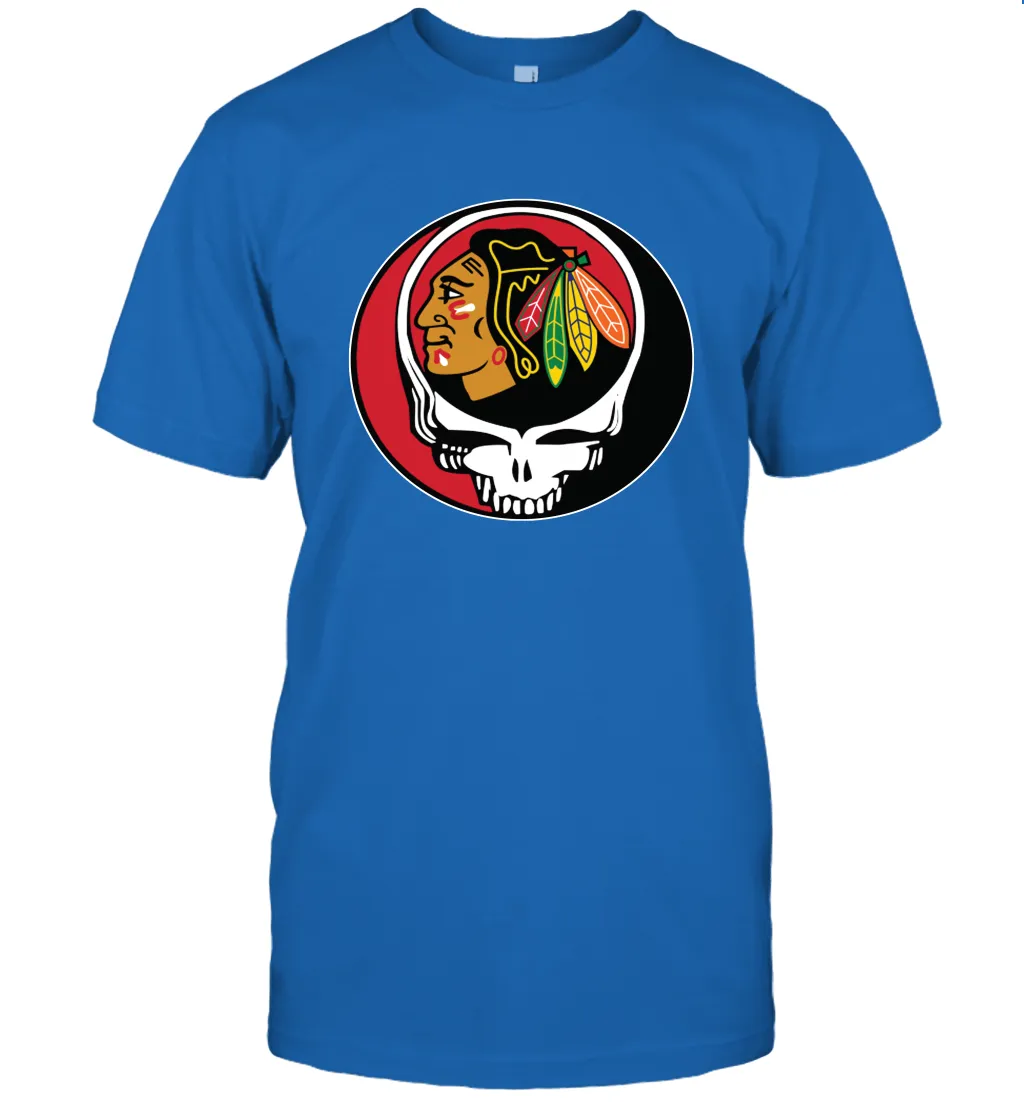 Chicago Blackhawks Grateful Dead Steal Your Face Hockey NHL Mens T-Shirt