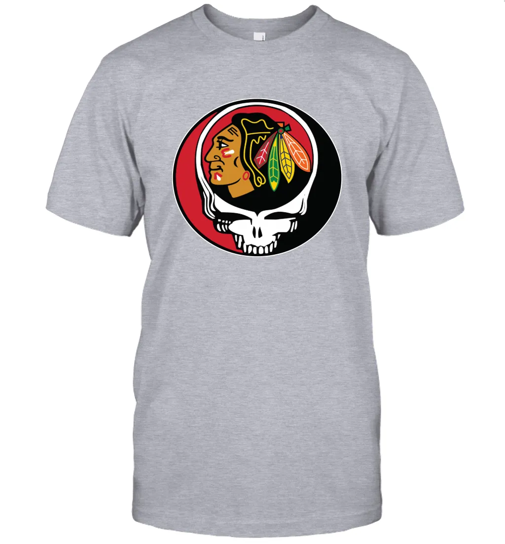 Chicago Blackhawks Grateful Dead Steal Your Face Hockey NHL Mens T-Shirt