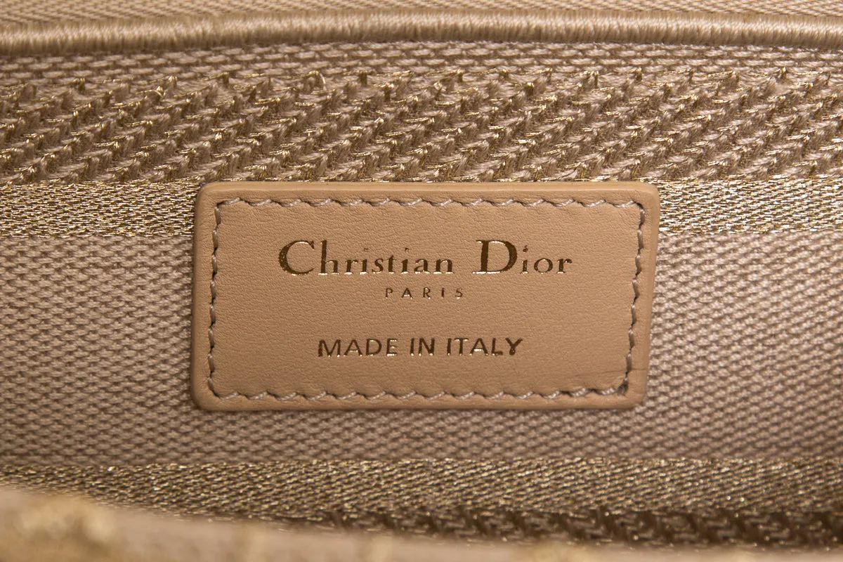 Christian Dior Tan & Gold Lady Dior Knit Handbag