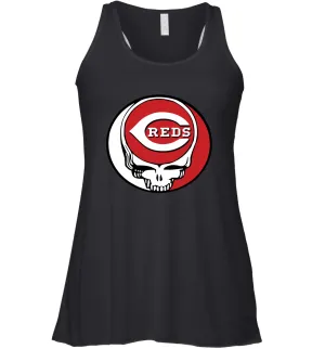 Cincinnati Reds Grateful Dead Steal Your Face Baseball Womens Racerback Tank Top