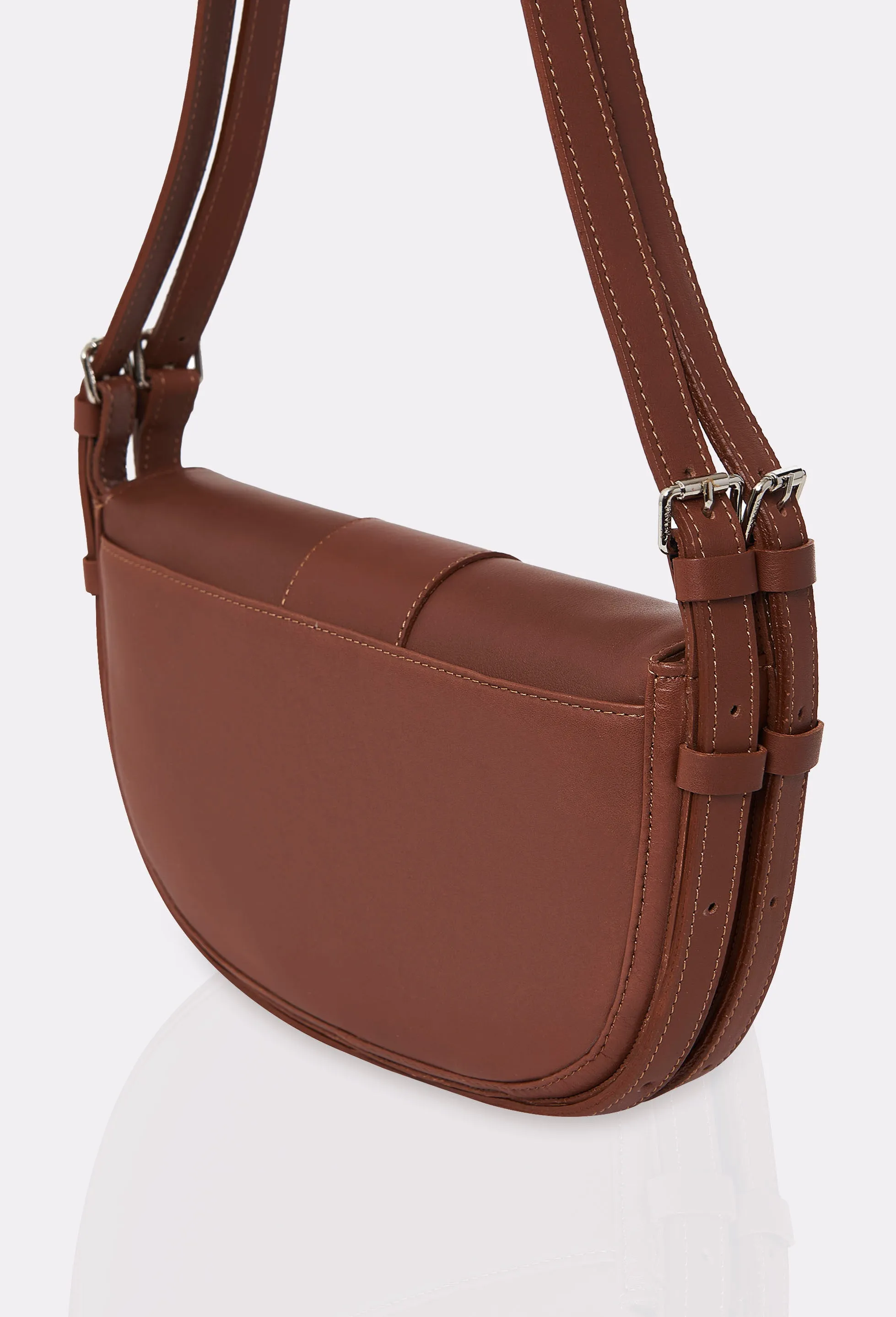 Cognac Leather Shoulder Bag Montana