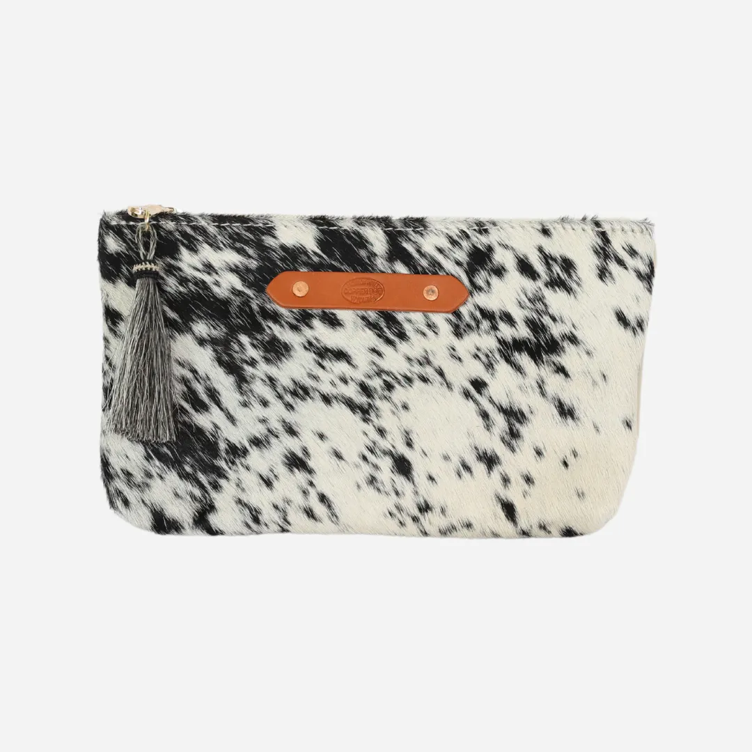 Cream & Black Hide Zippy Clutch