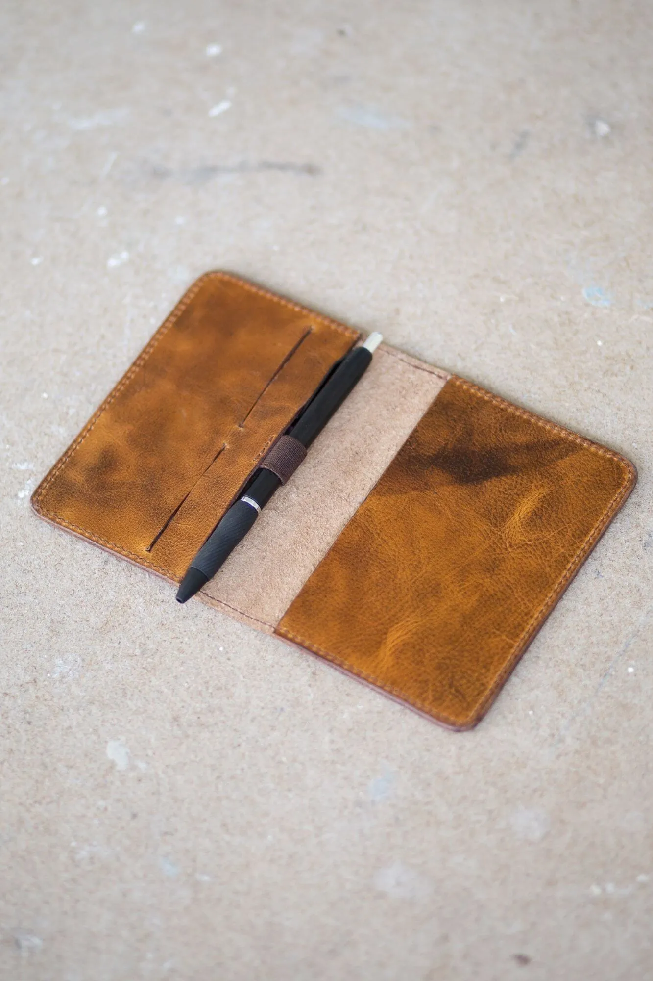 Crunchy Leather Passport and Card Holder