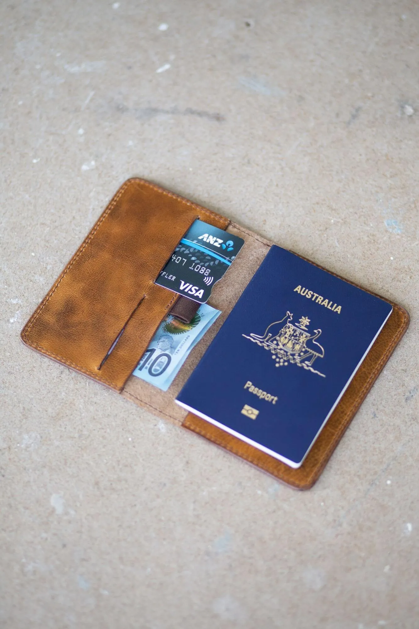 Crunchy Leather Passport and Card Holder