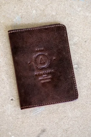 Dark Crunchy Leather Passport and Card Holder