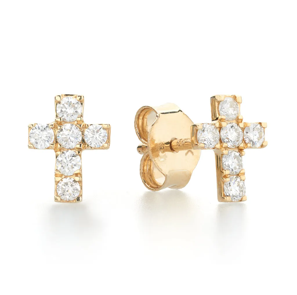 Diamond Cross Studs